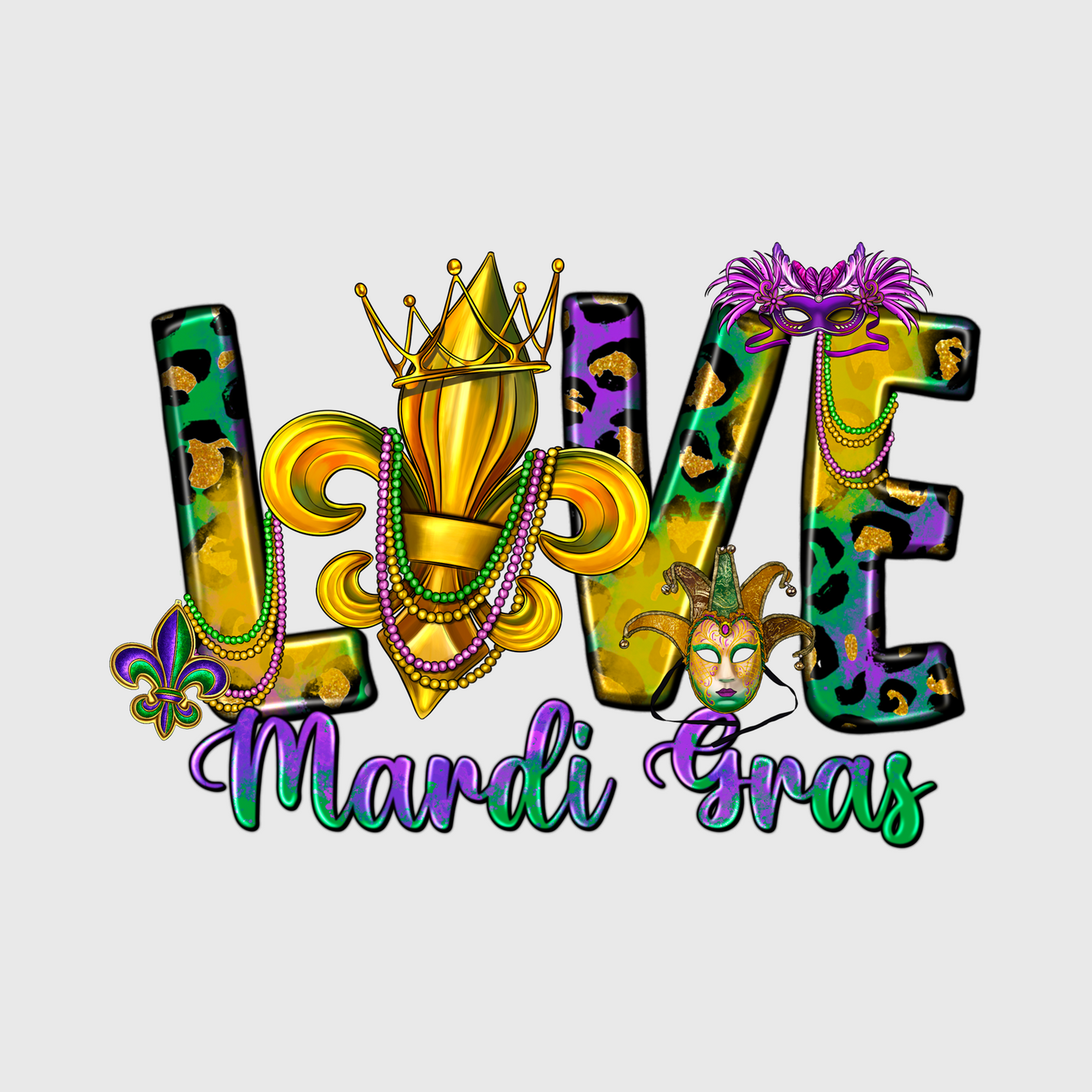 Mardi Gras Love - Fleur-de-lis Transfer