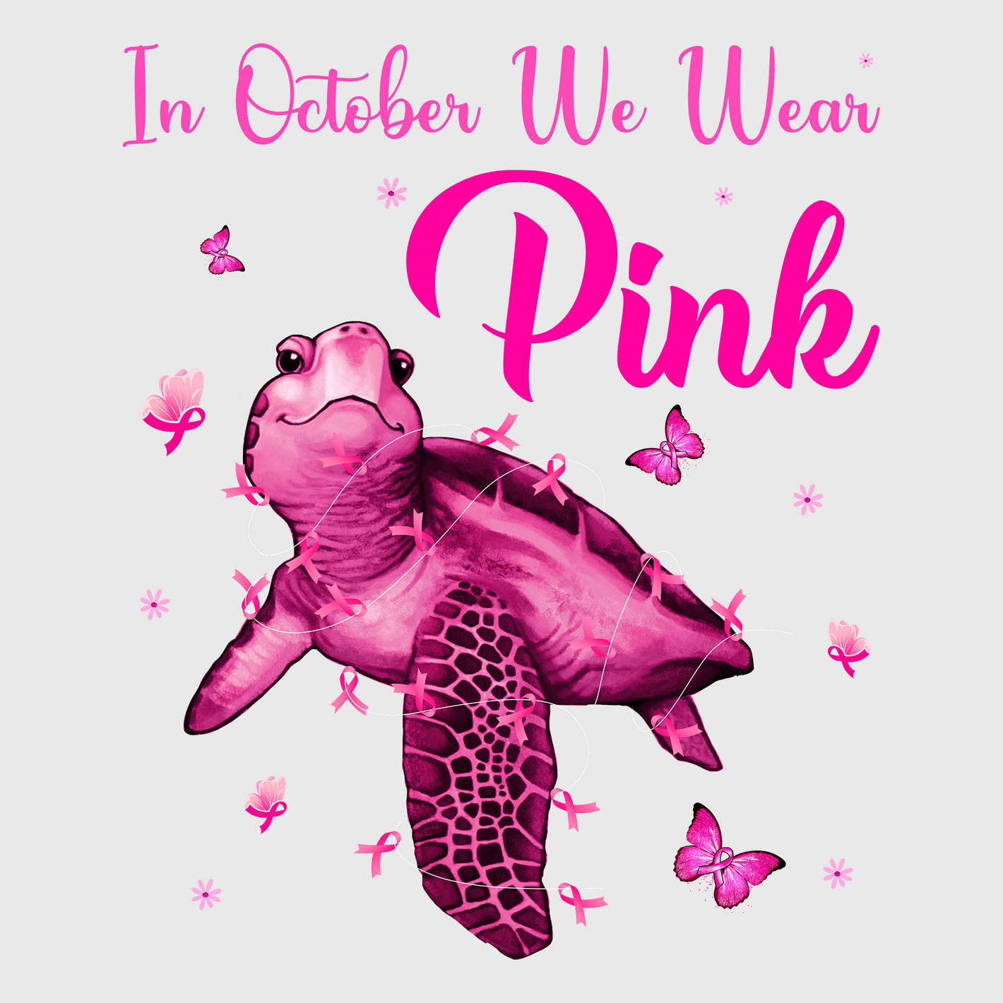 In October We Wear Pink Turtle Transfer