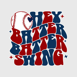 Red Blue Hey Batter Batter Swing Transfer