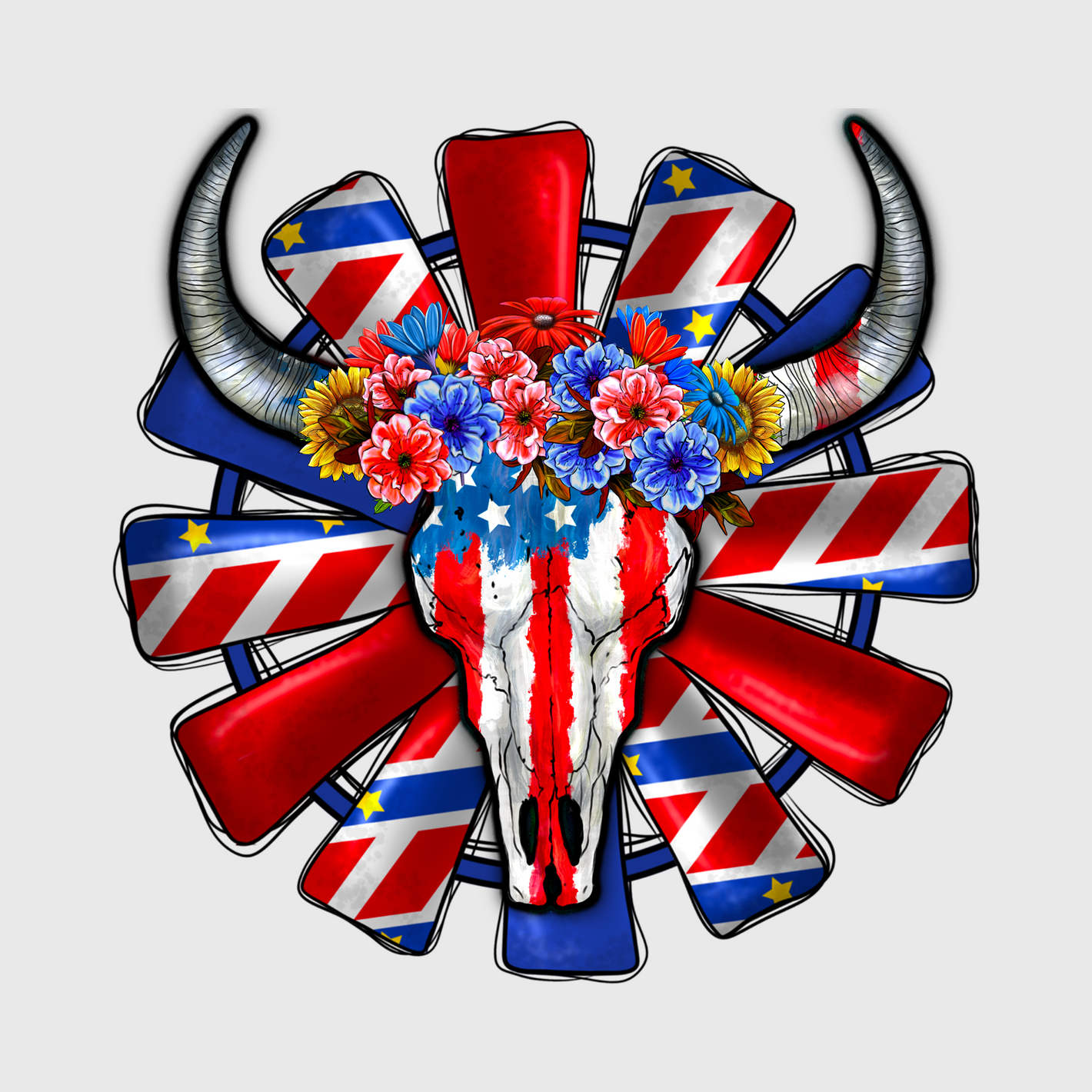 Patriotic Skull Transfer