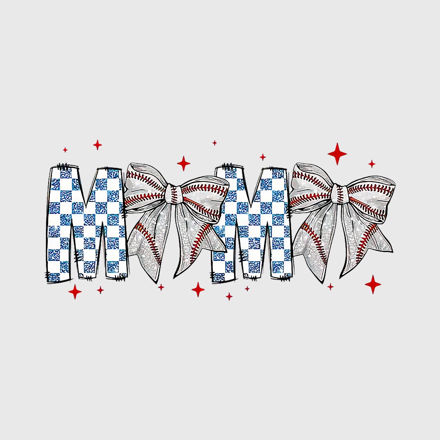 Blue Check Mom Bow Transfer