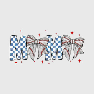 Blue Check Mom Bow Transfer