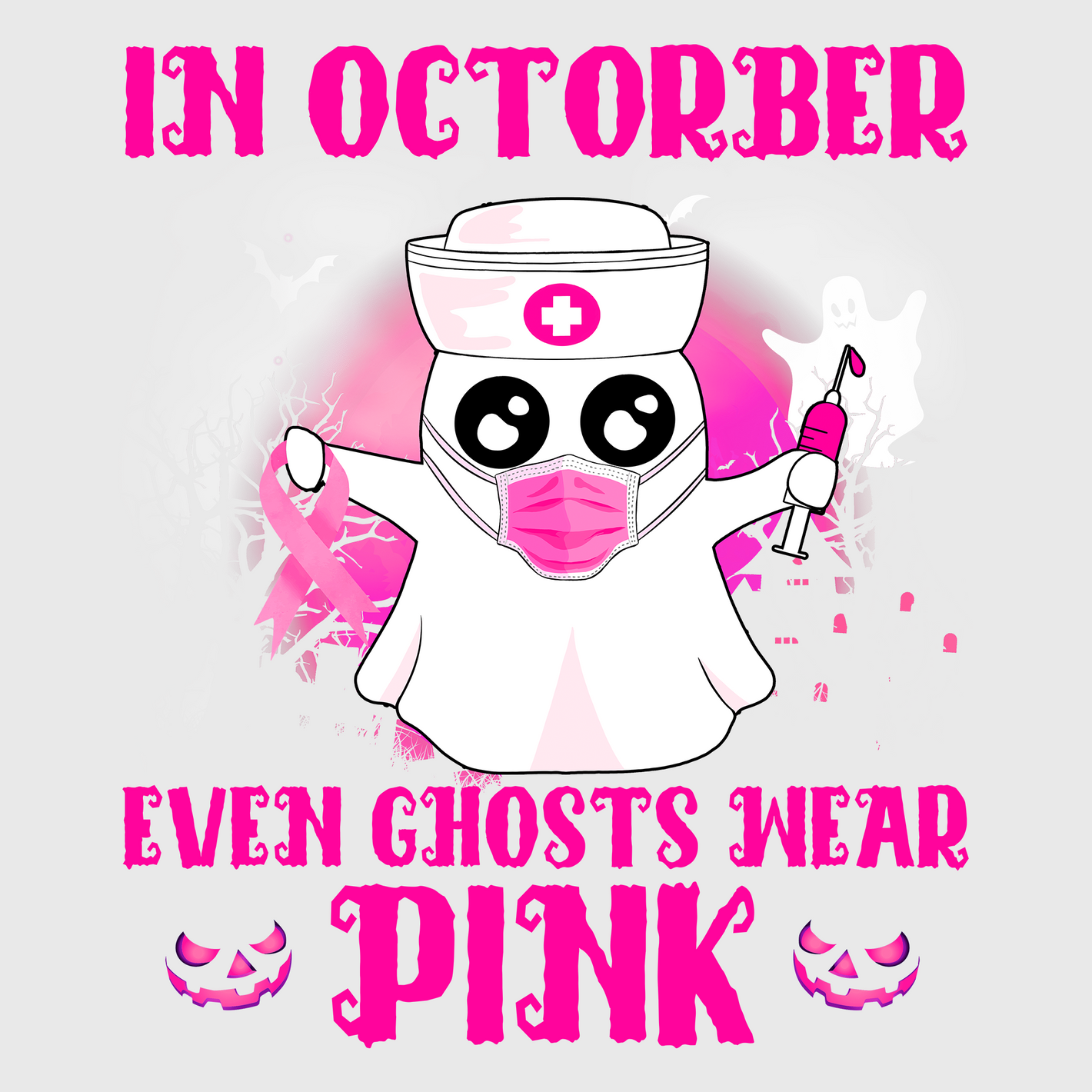 In October Even Ghosts Wear Pink Transfer