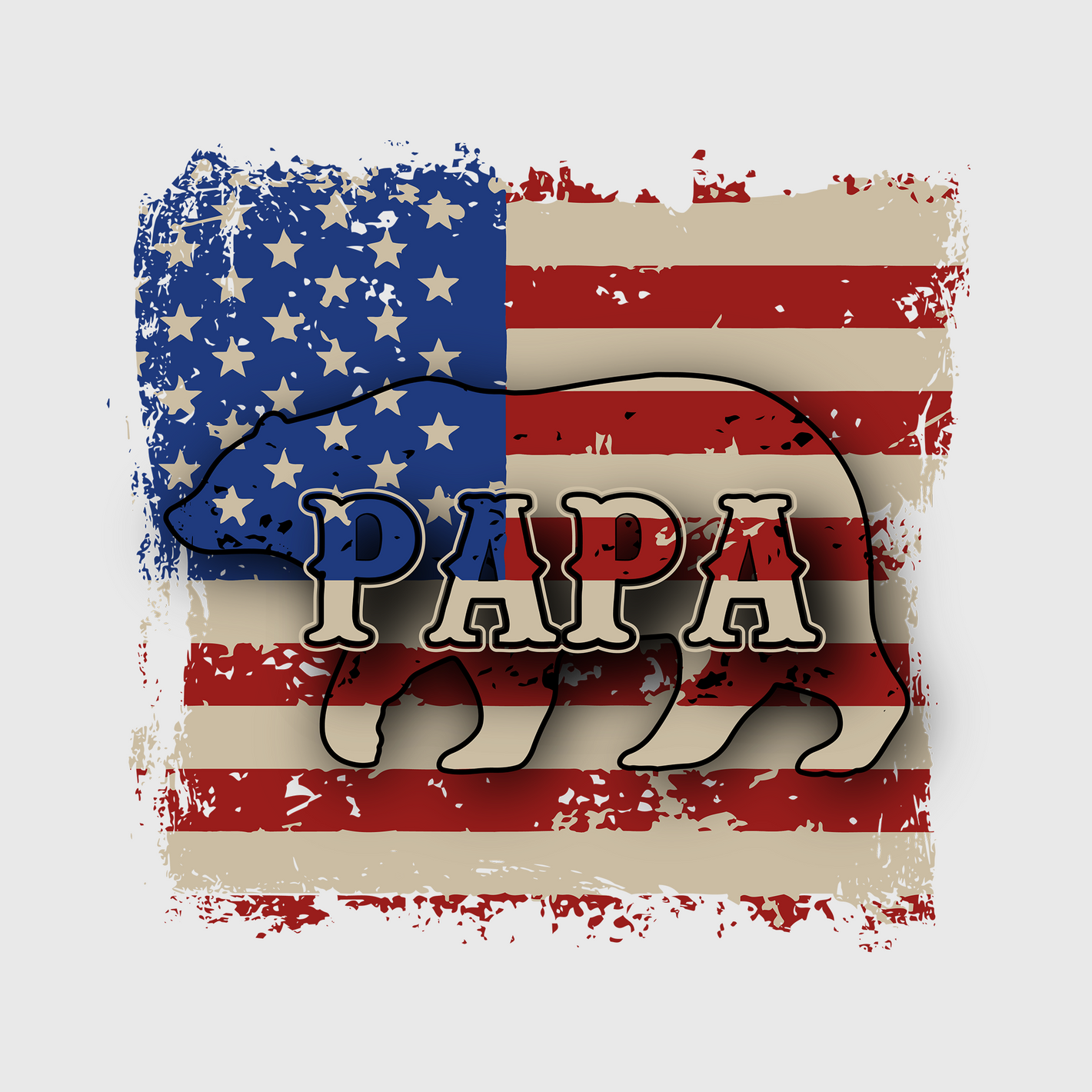 Papa Bear American Flag Transfer