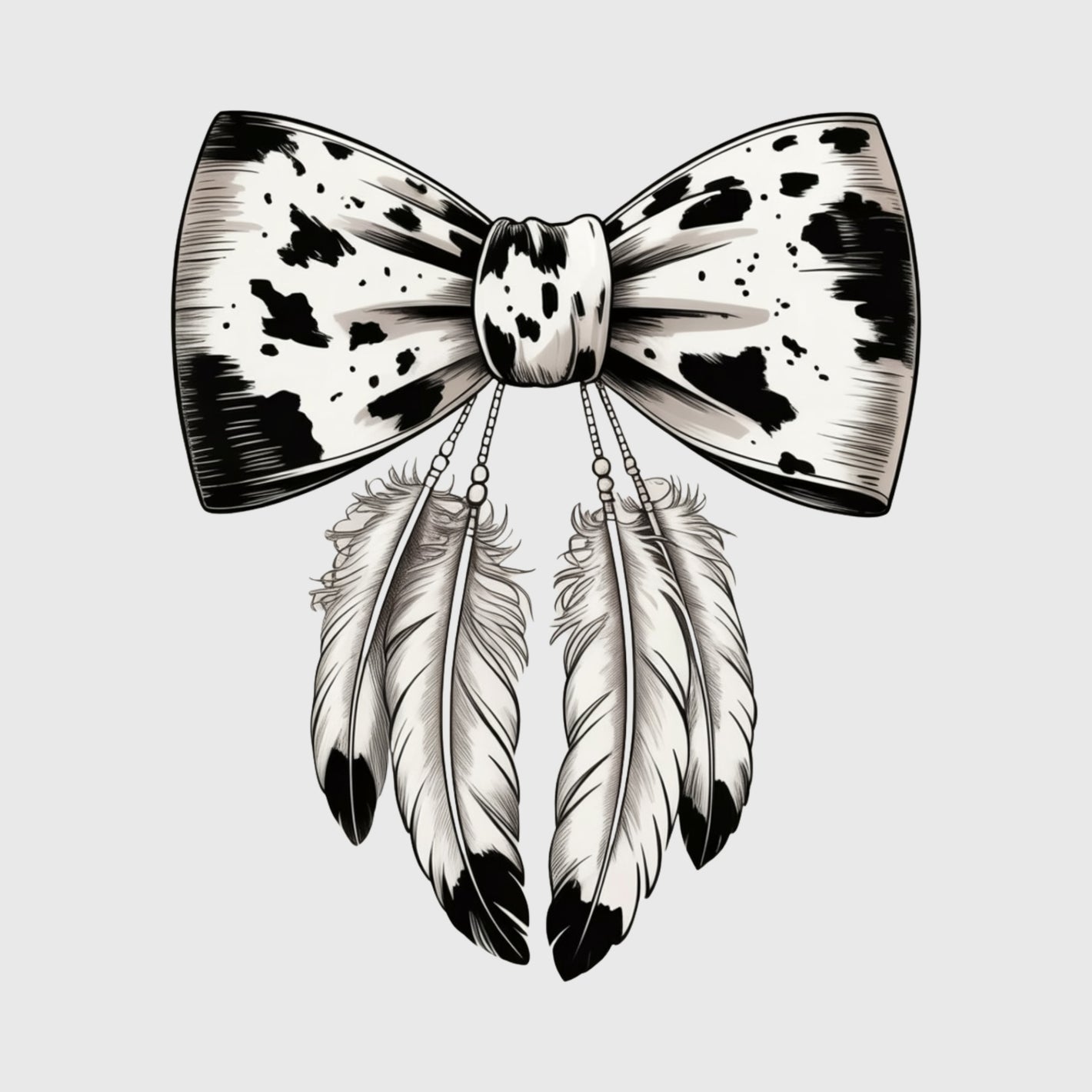 Western Cowhide Feather Bow Transfer