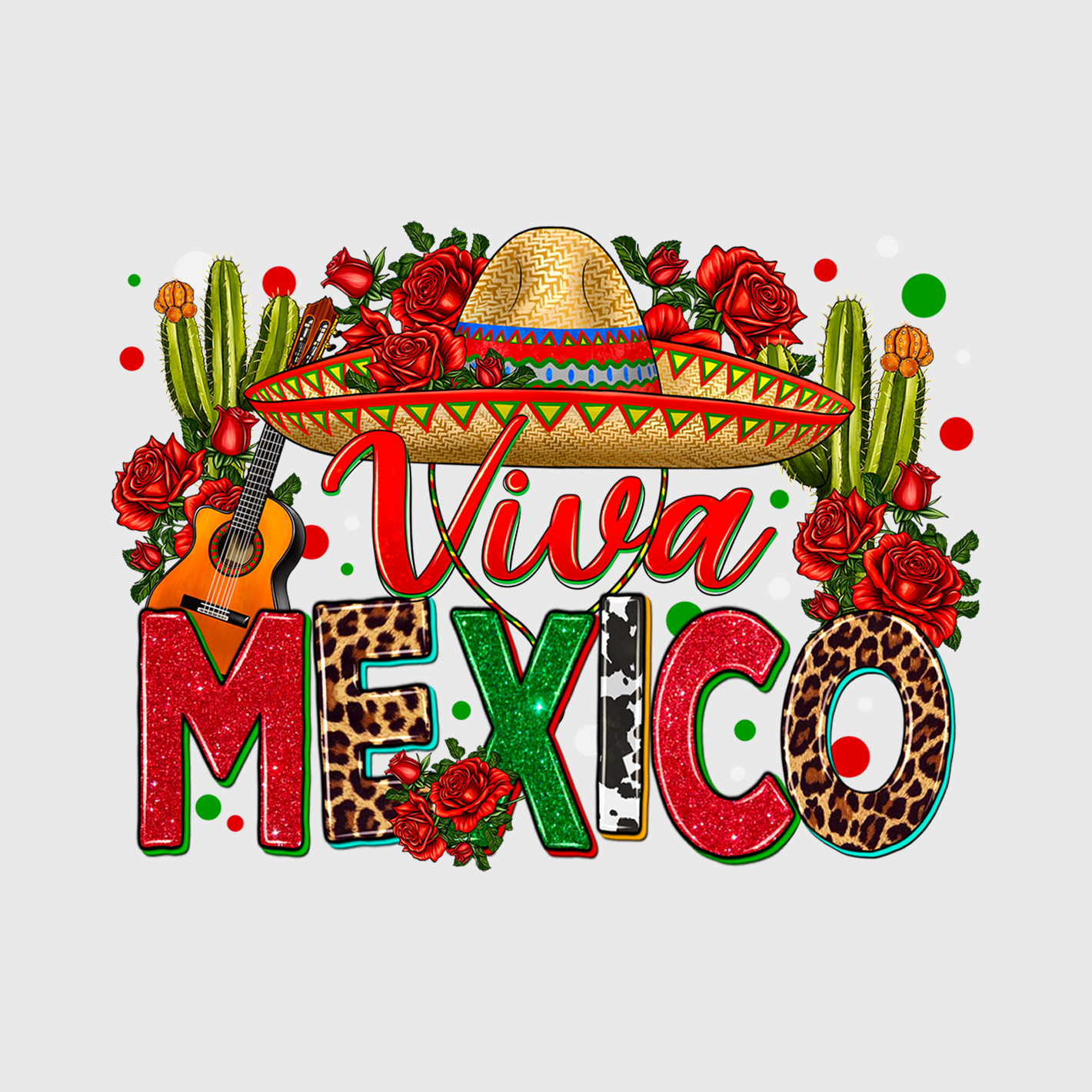 Viva Mexico Sombrero Leopard Transfer