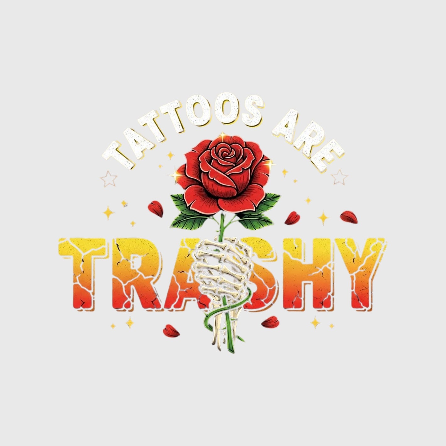 Tattooed Trashy Rose Skeleton Transfer
