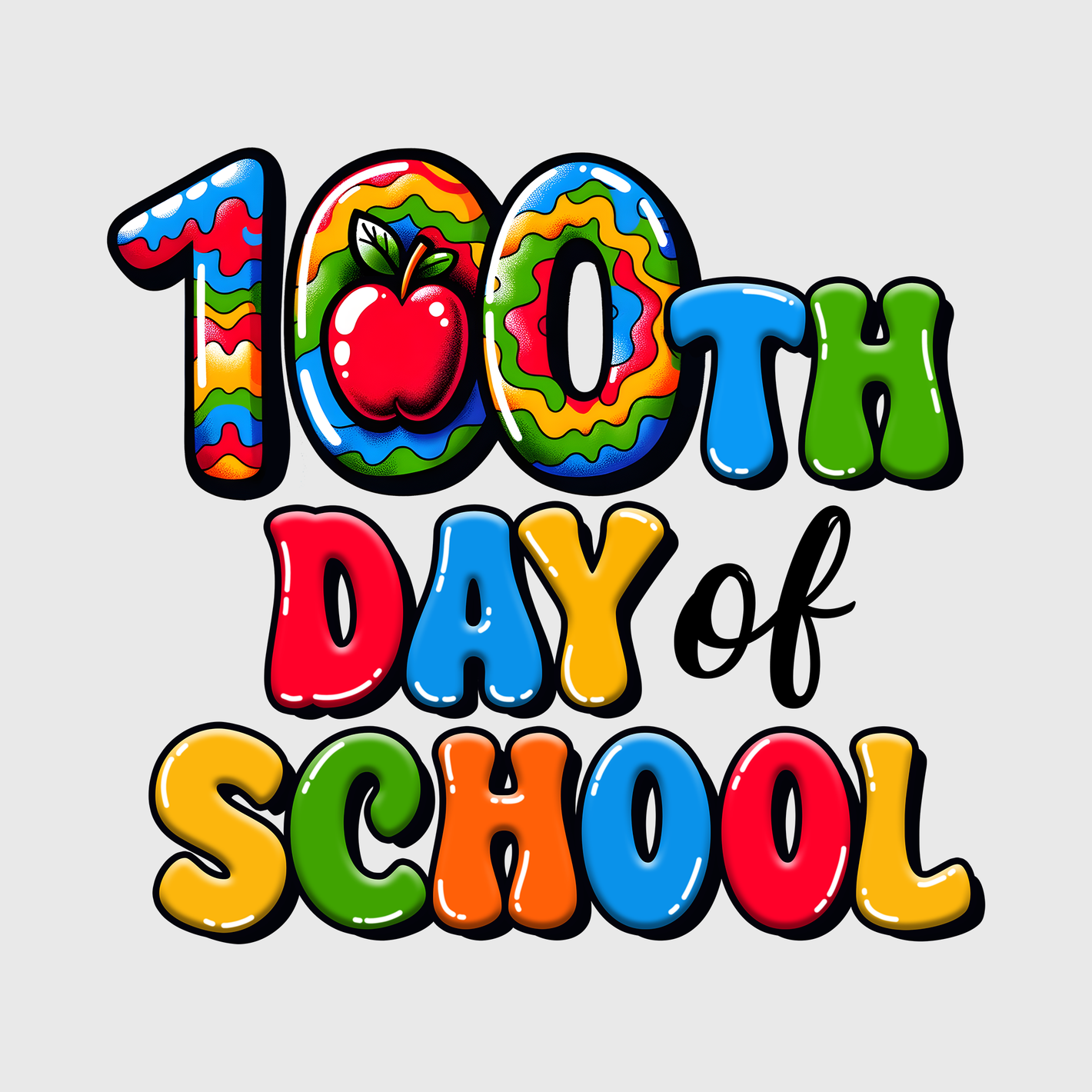 100th Day Of School Colorful Transfer