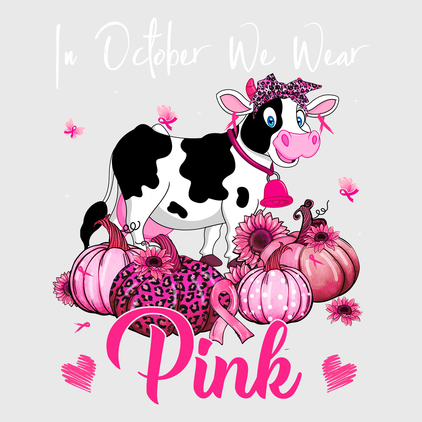 In October We Wear Pink Cow Transfer