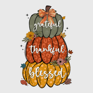 Grateful Thankful Blessed Pumpkin Stack Transfer