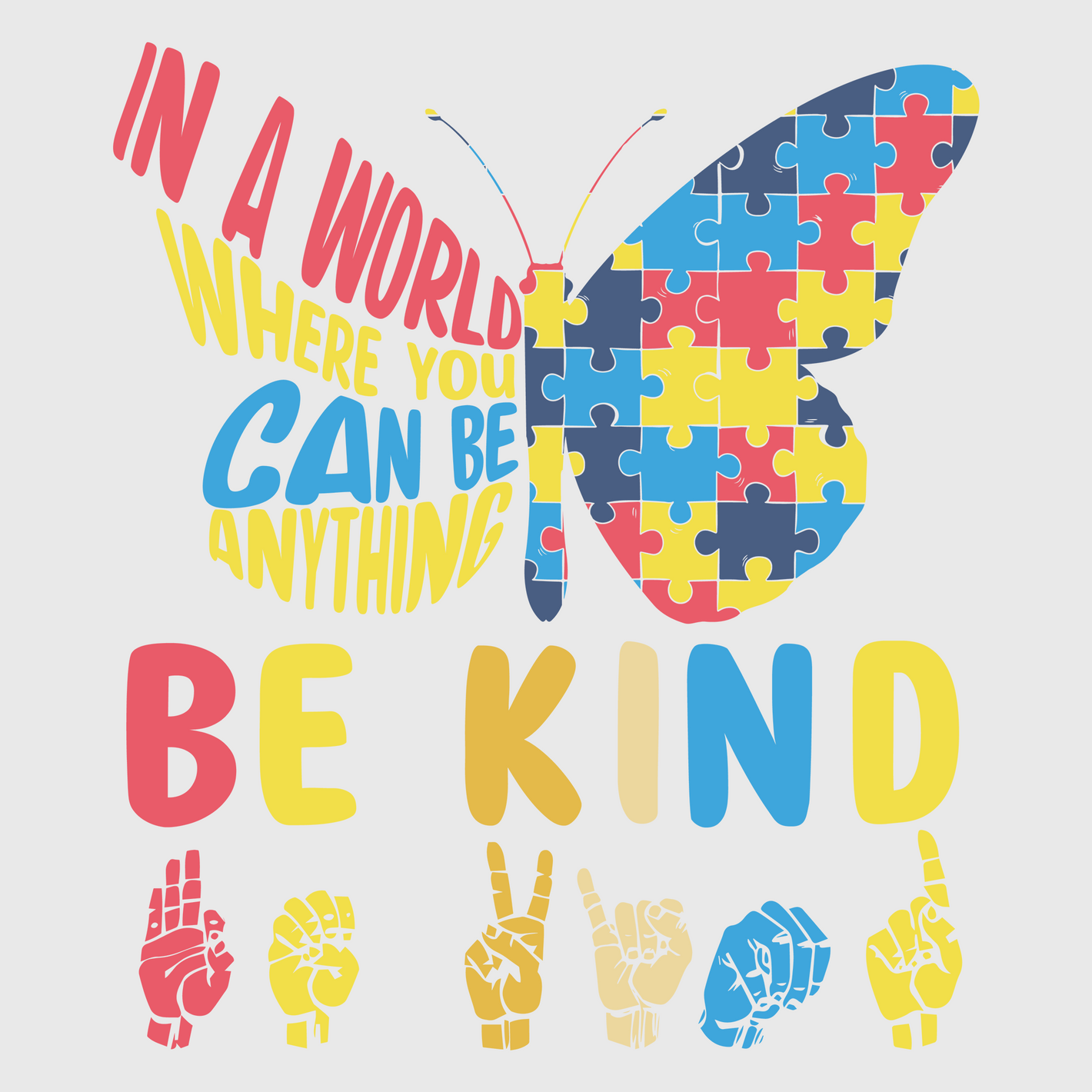 Be Kind Puzzle Heart Autism Transfer