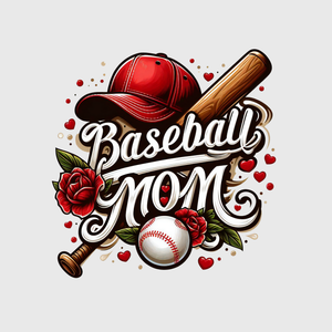 Red Helmet Baseball Mom Transfer