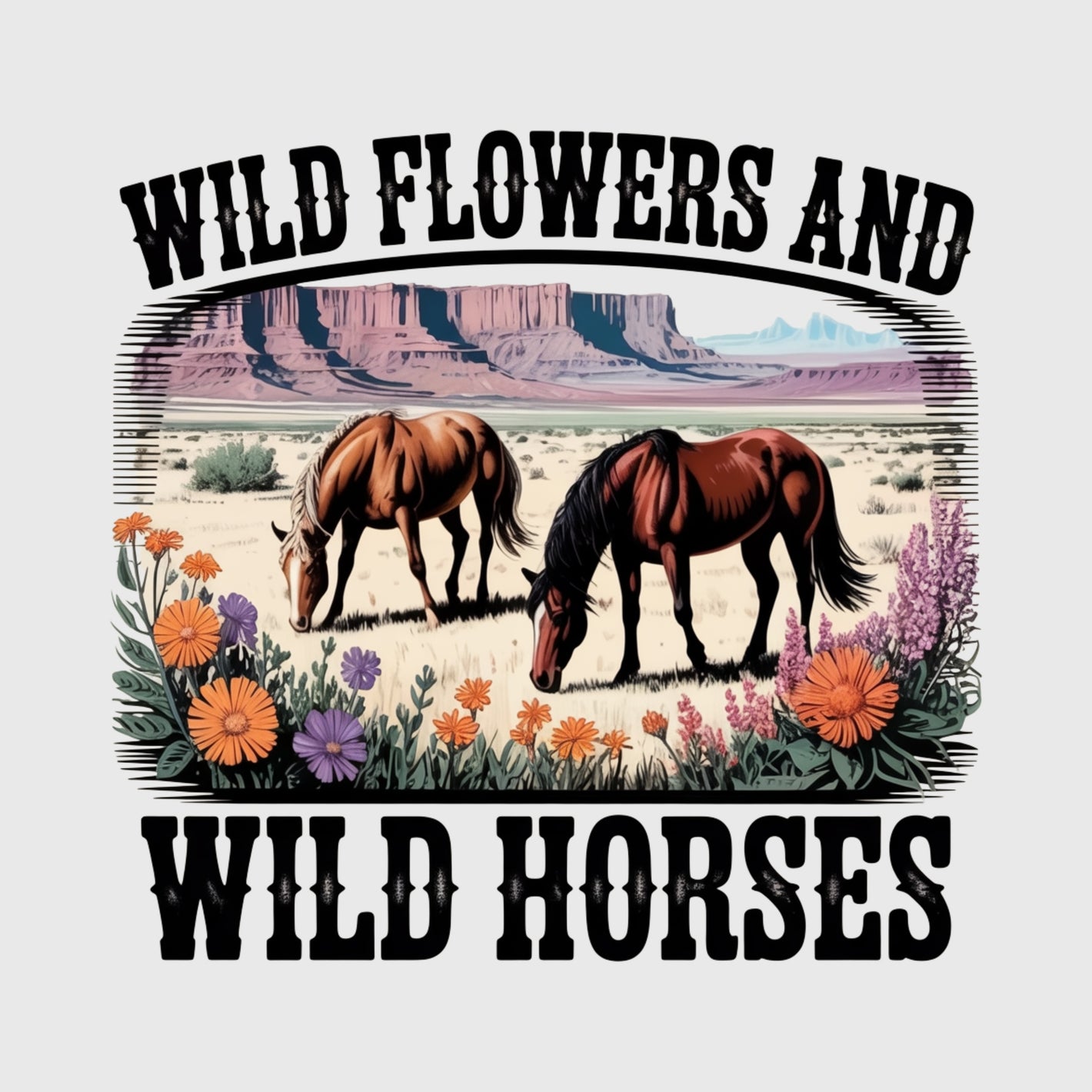 Desert Wildflower Horses Transfer
