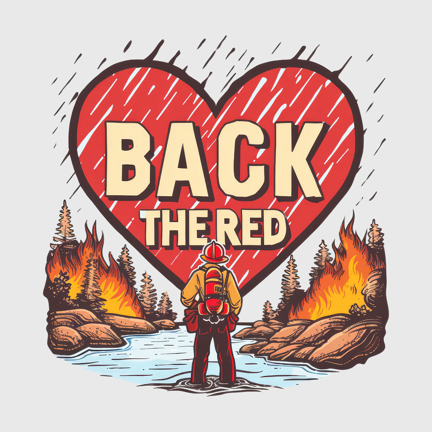 Back the Red Heart Firefighter Transfer