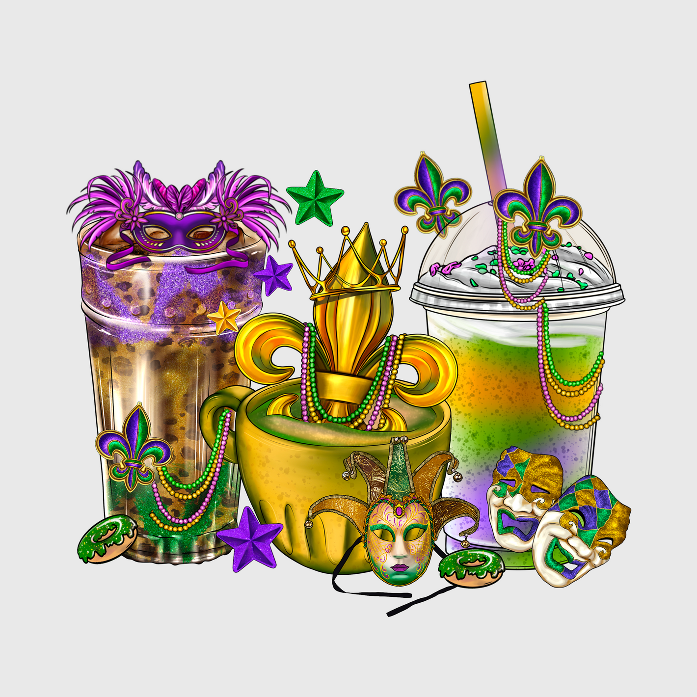 Mardi Gras Drink Celebration Transfer