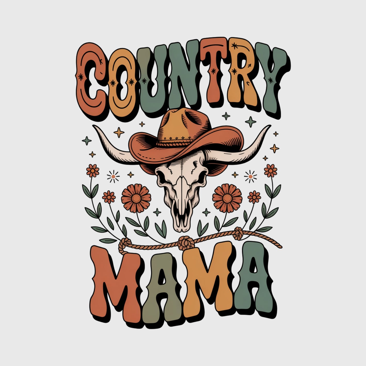 Country Mama Skull Transfer