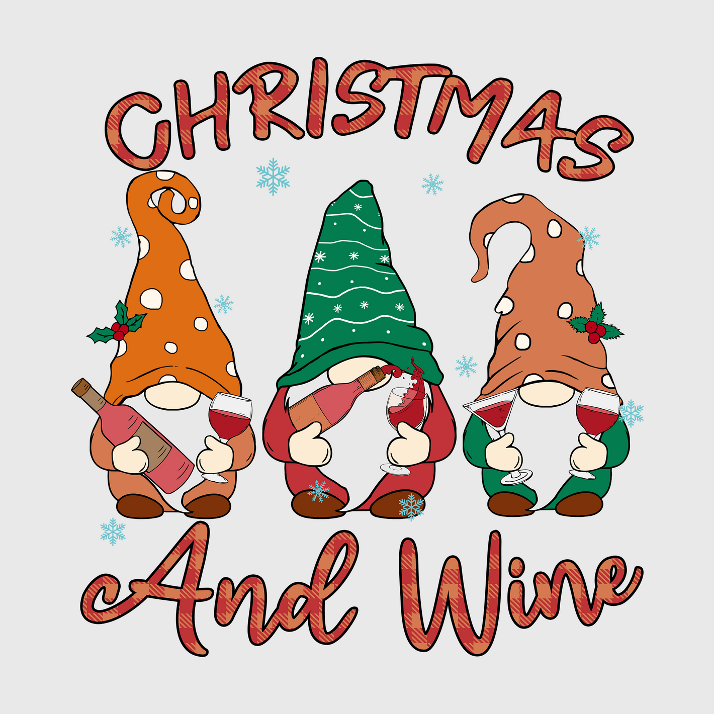 Christmas and Wine Gnomes Transfer