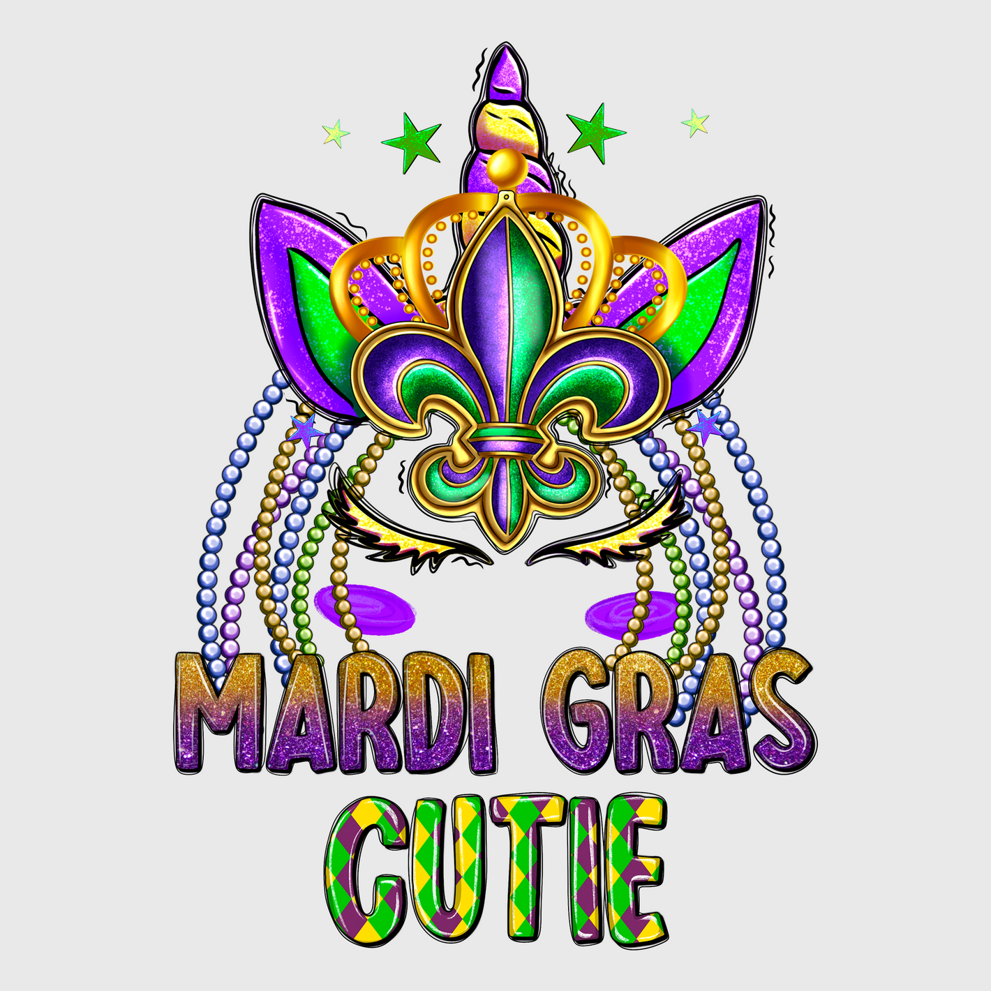 Mardi Gras Mask and Beads Transfer