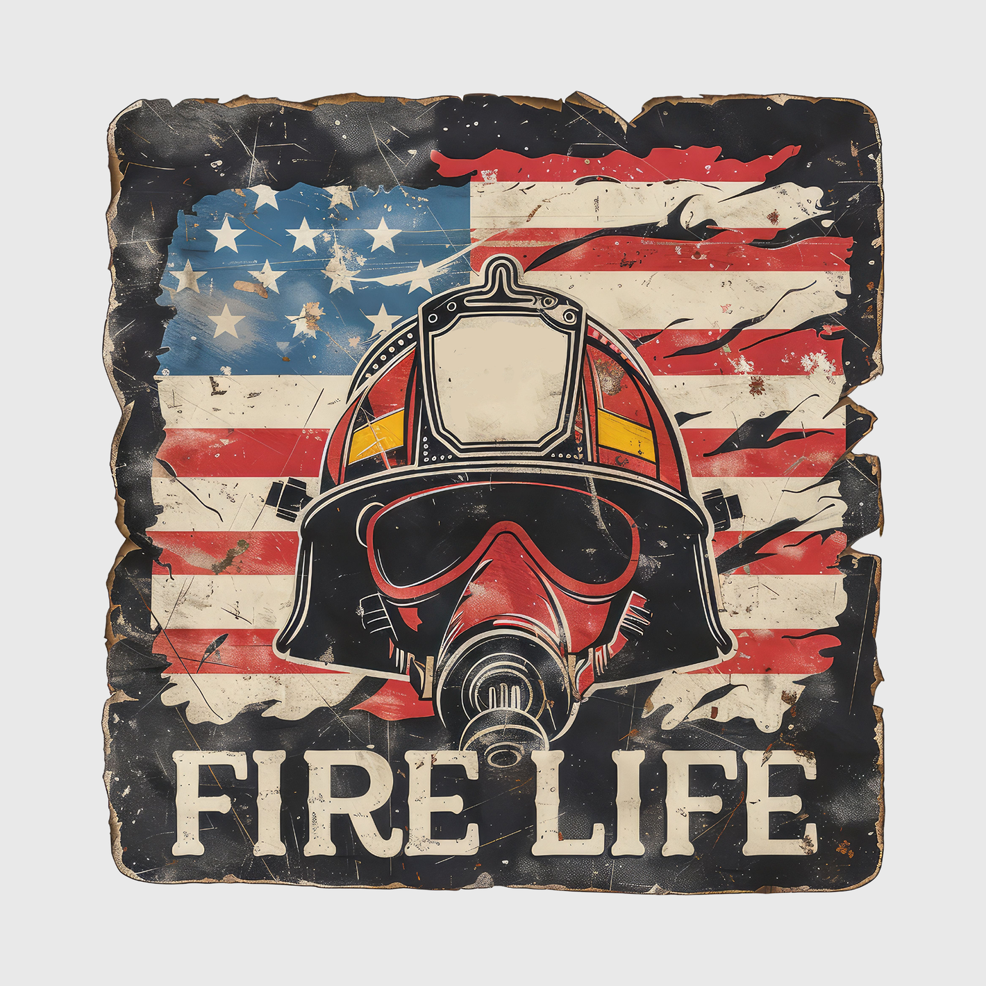 Firefighter Helmet and Flag Transfer