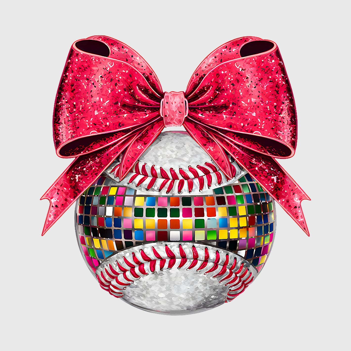Mosaic Disco Baseball Bow Transfer