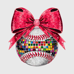 Mosaic Disco Baseball Bow Transfer