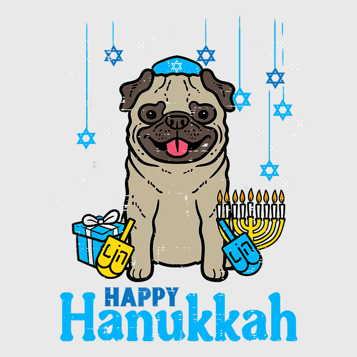 Happy Hanukkah Pug Transfer