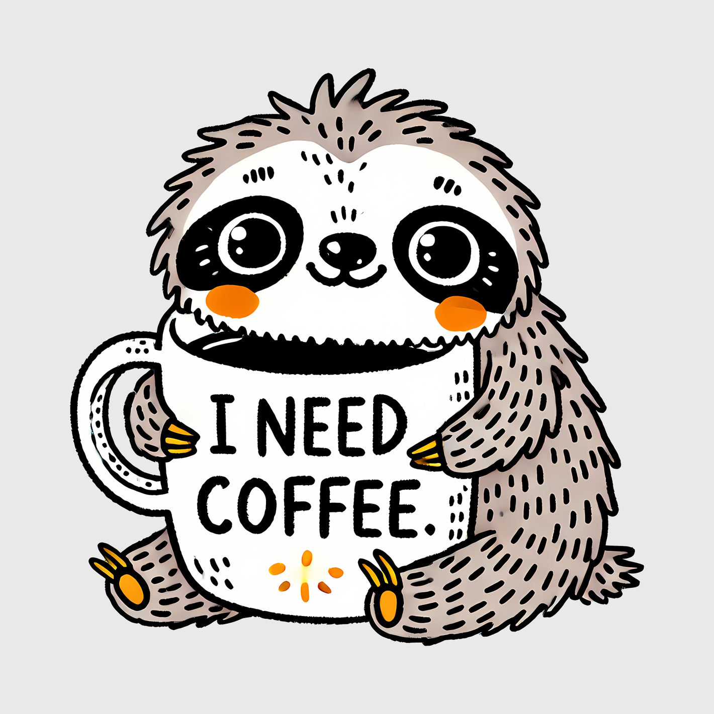 I Need Coffee Sloth Transfer