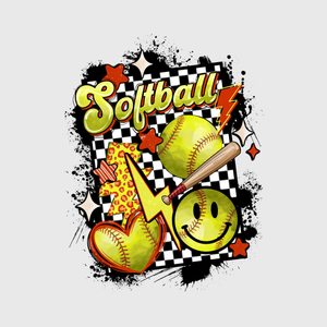 Softball Smiley Power Transfer - Bold and Fun Sports Design