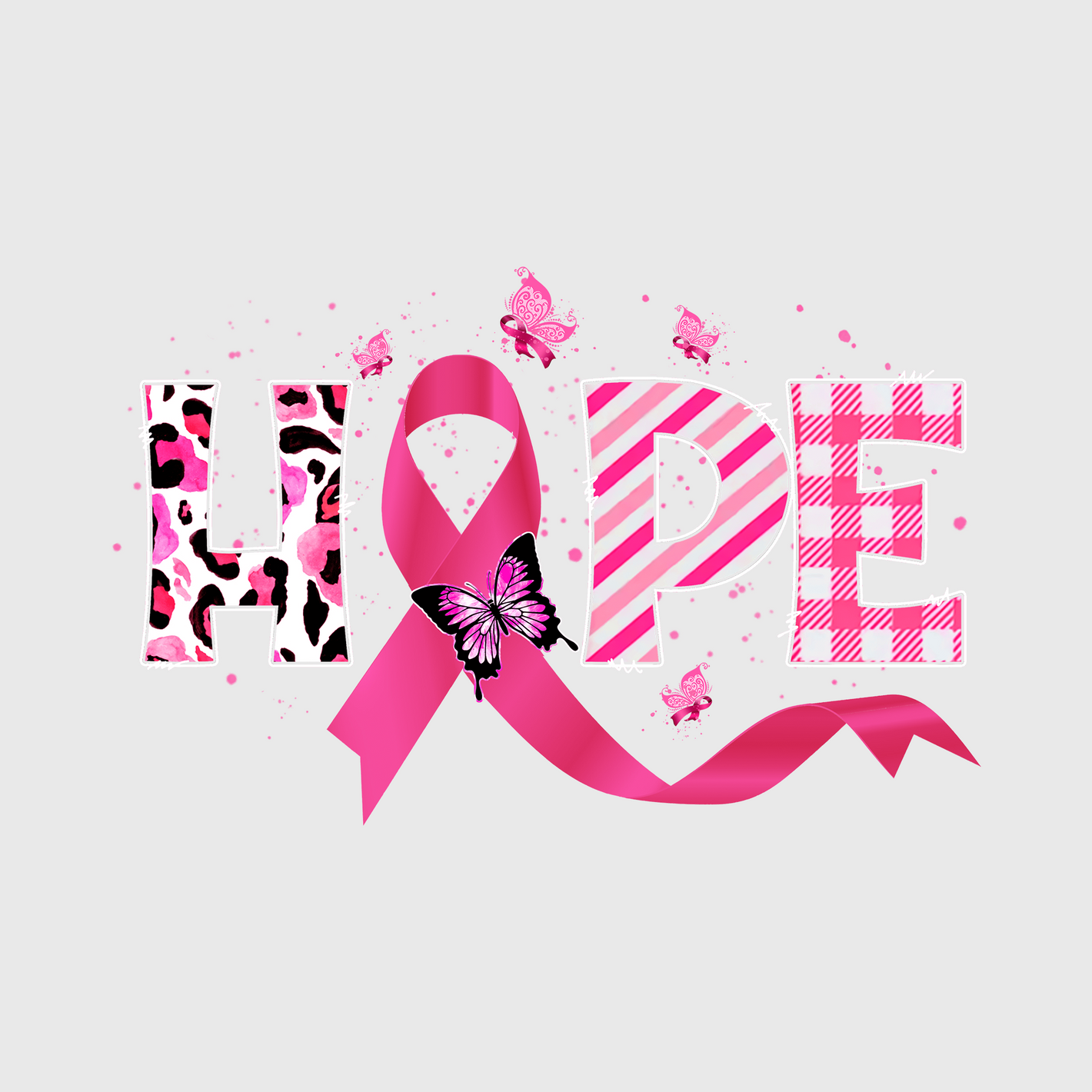 Hope with Pink Ribbon Transfer