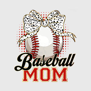 Leopard Bow Baseball Mom Transfer