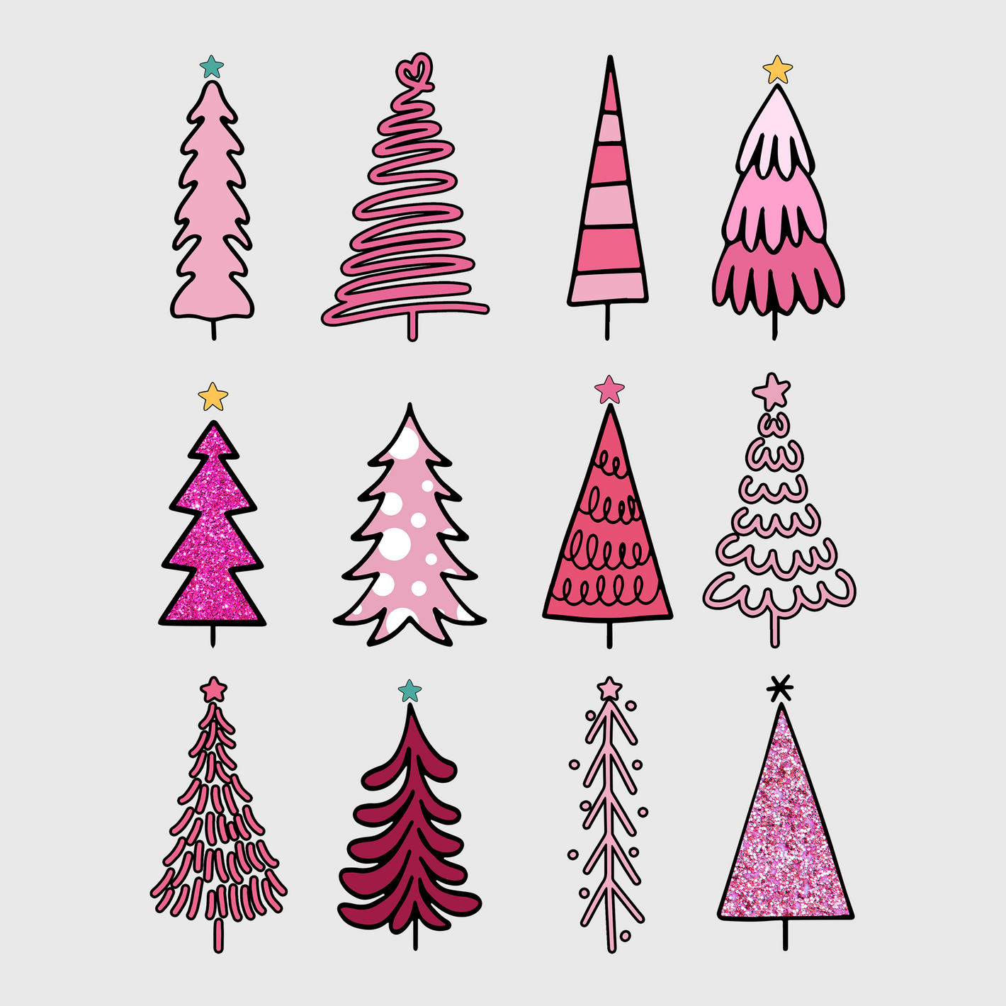 Pink Christmas Trees Transfer