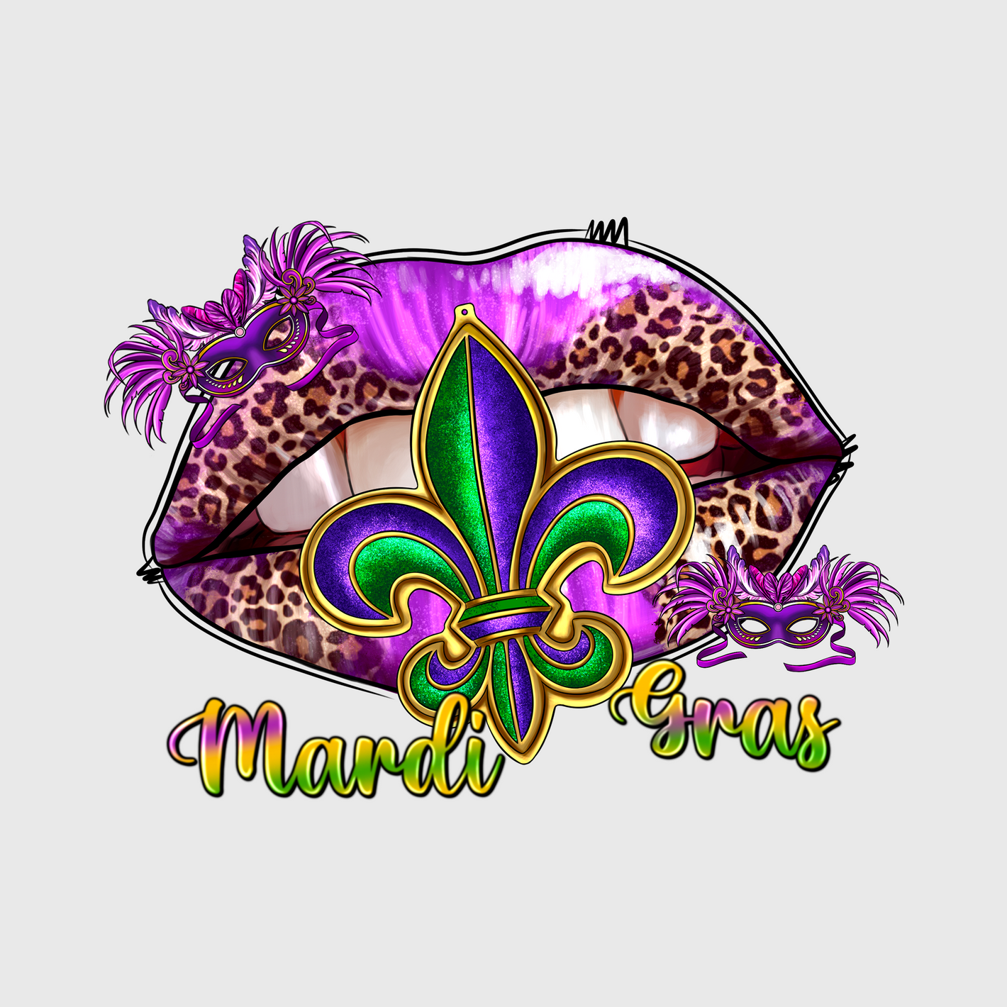 Mardi Gras Leopard Lips Transfer