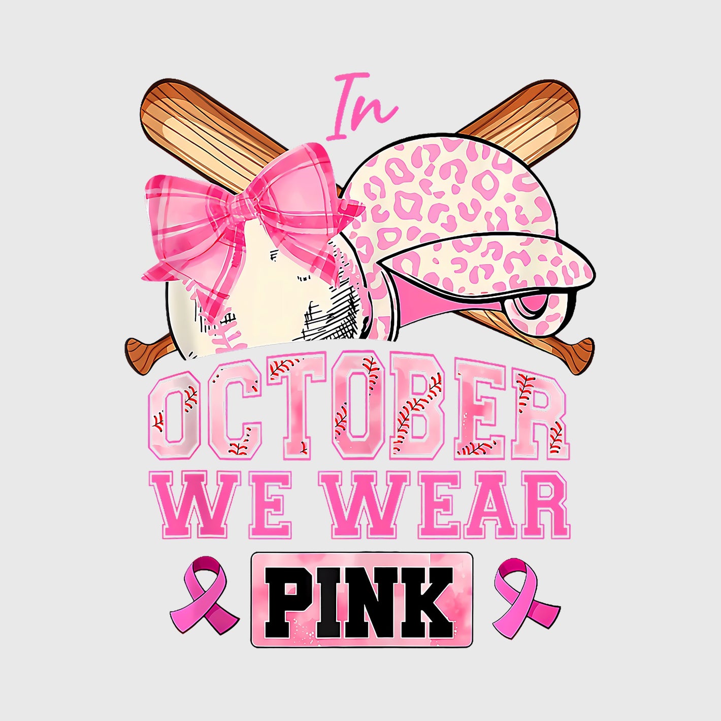 Pink October Baseball Transfer