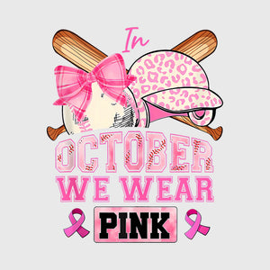 Pink October Baseball Transfer
