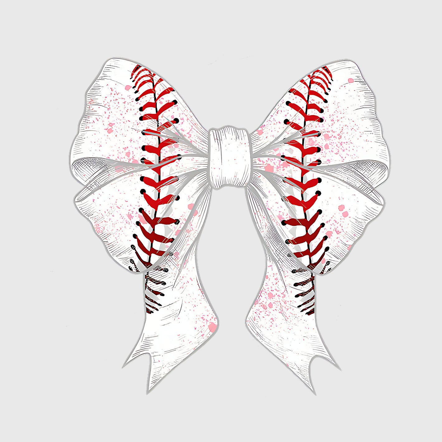 Grunge Baseball Bow Transfer