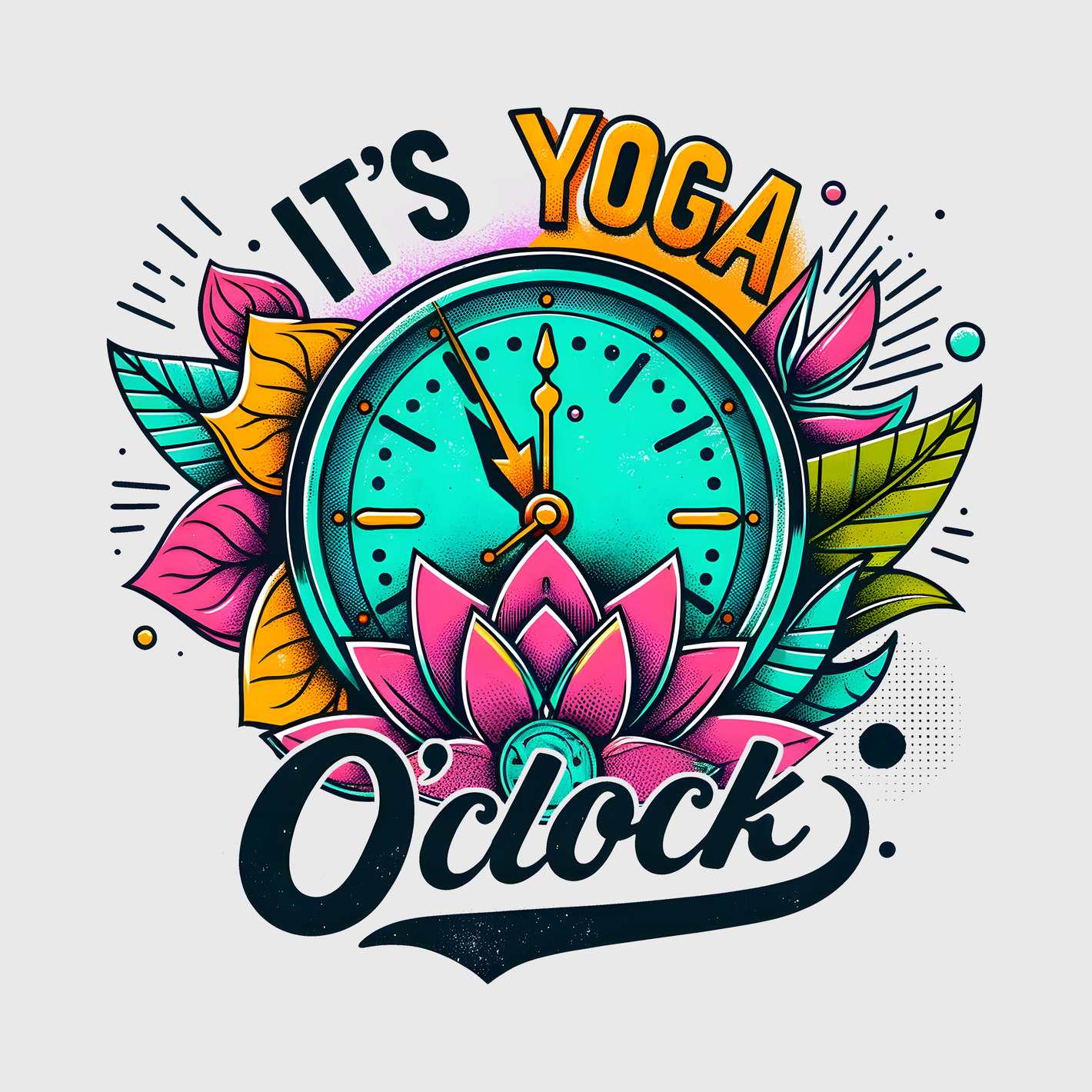 It’s Yoga O’Clock Colorful Transfer