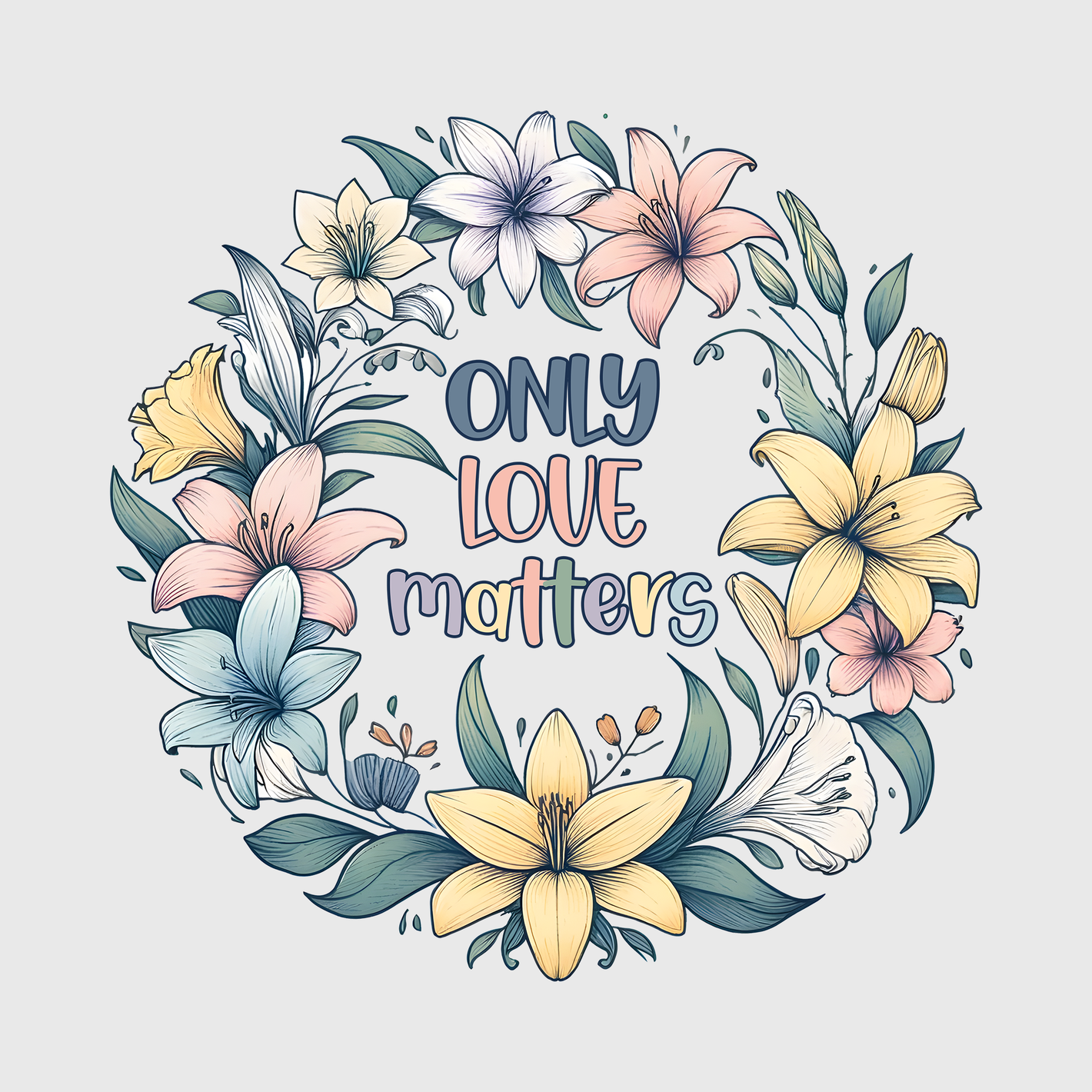 'Only Love Matters' Floral Transfer