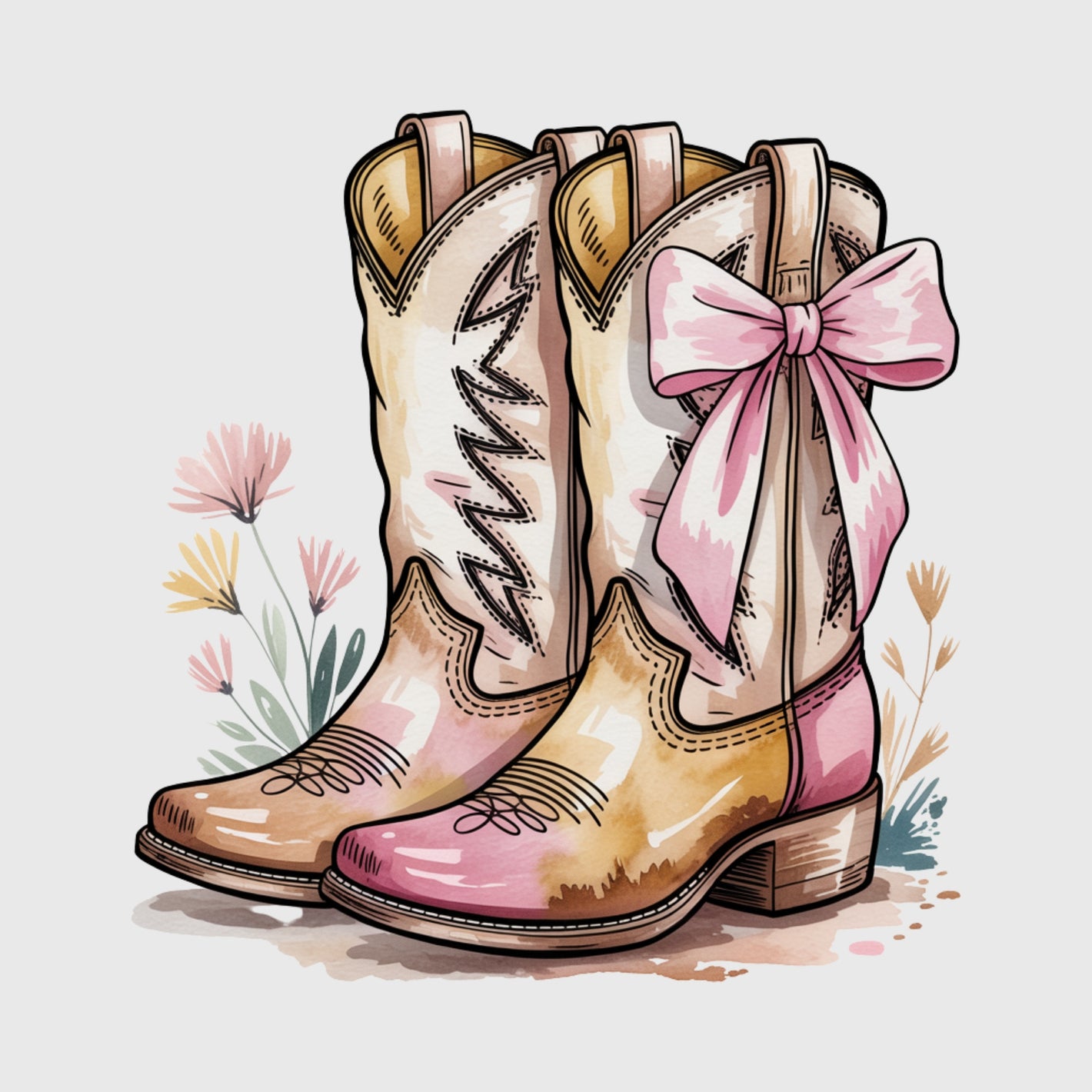 Blush Bow Boots Transfer
