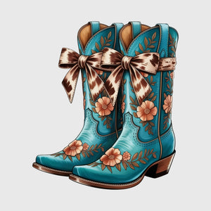 Turquoise Floral Boots Transfer