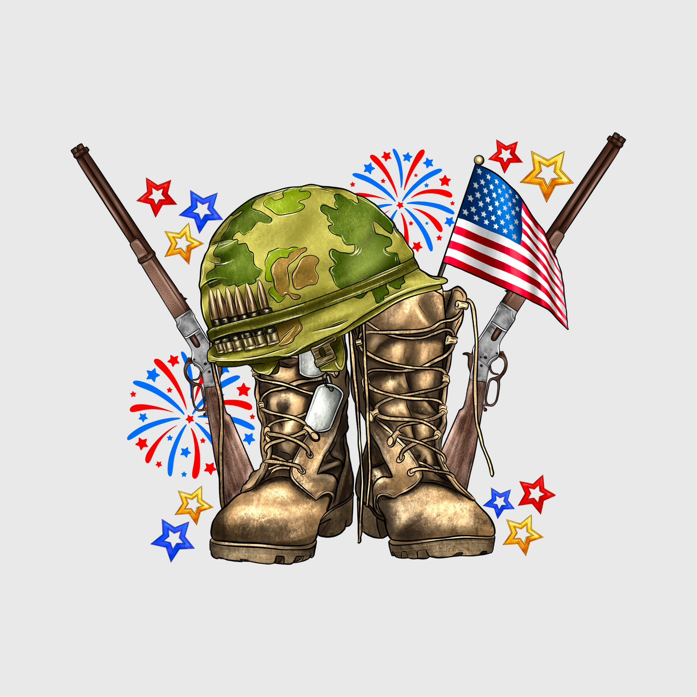 Military Boots and Fireworks Transfer