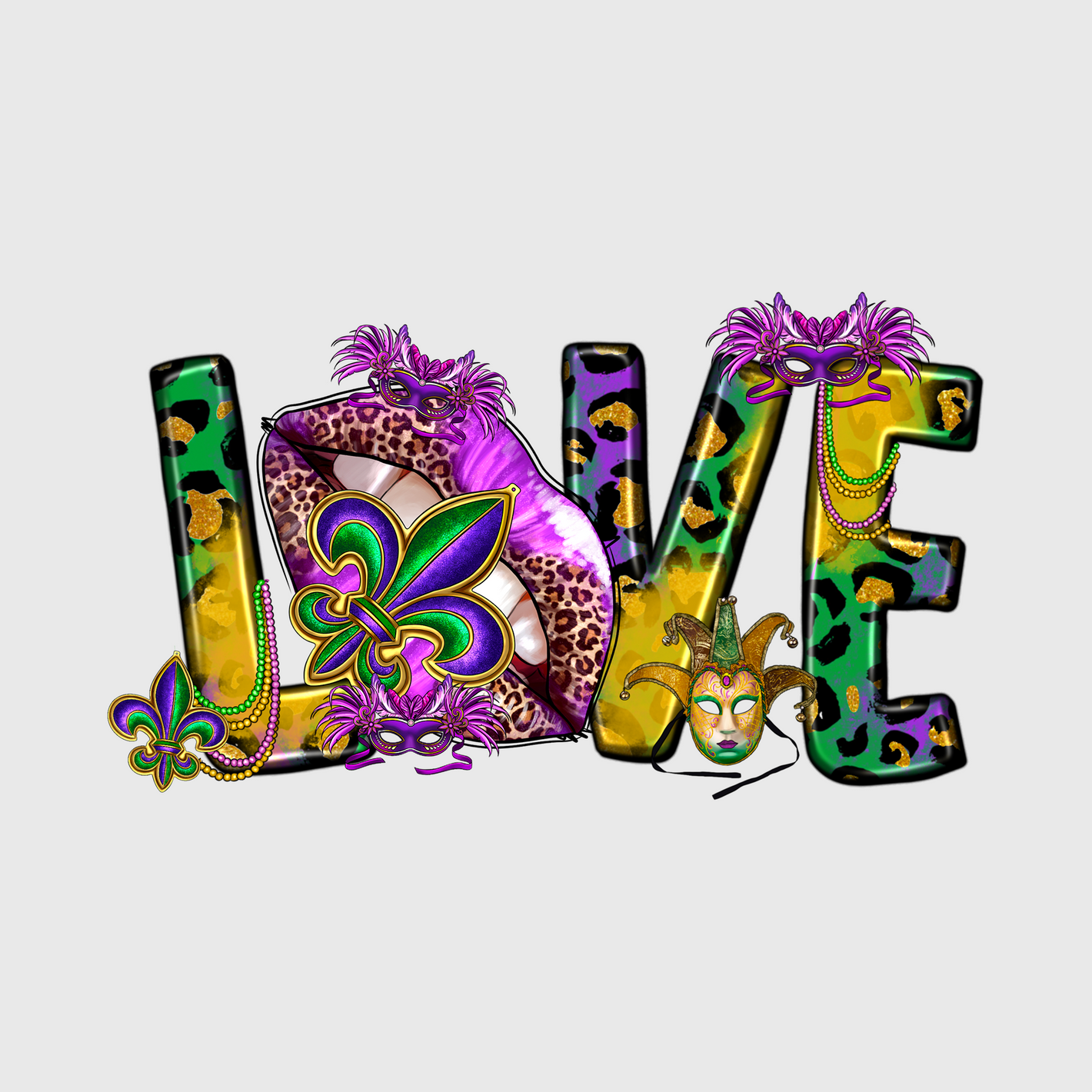 Mardi Gras LOVE Mask Transfer