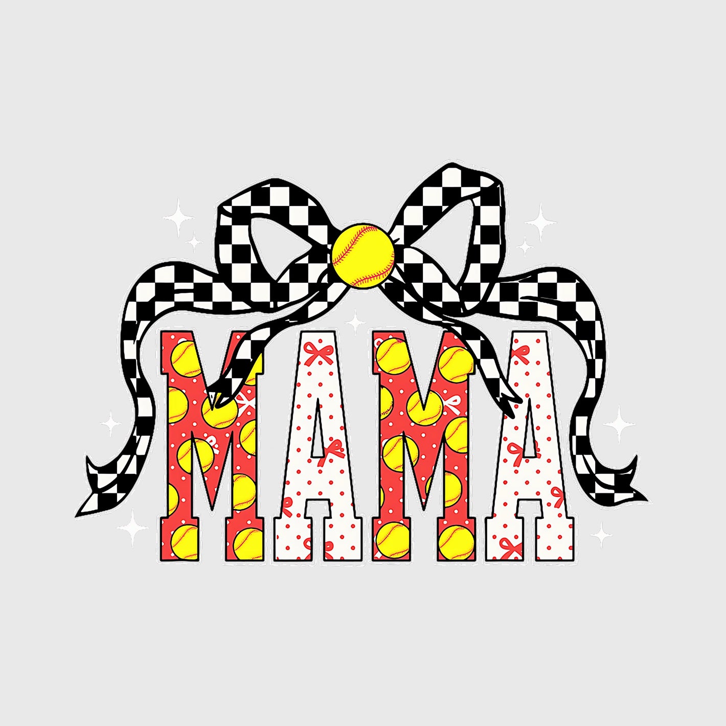 Sparkle Checkered Mama Softball Transfer