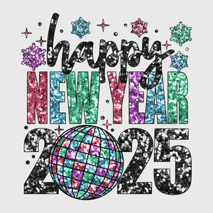 Happy New Year 2025 Colorful Disco Transfer