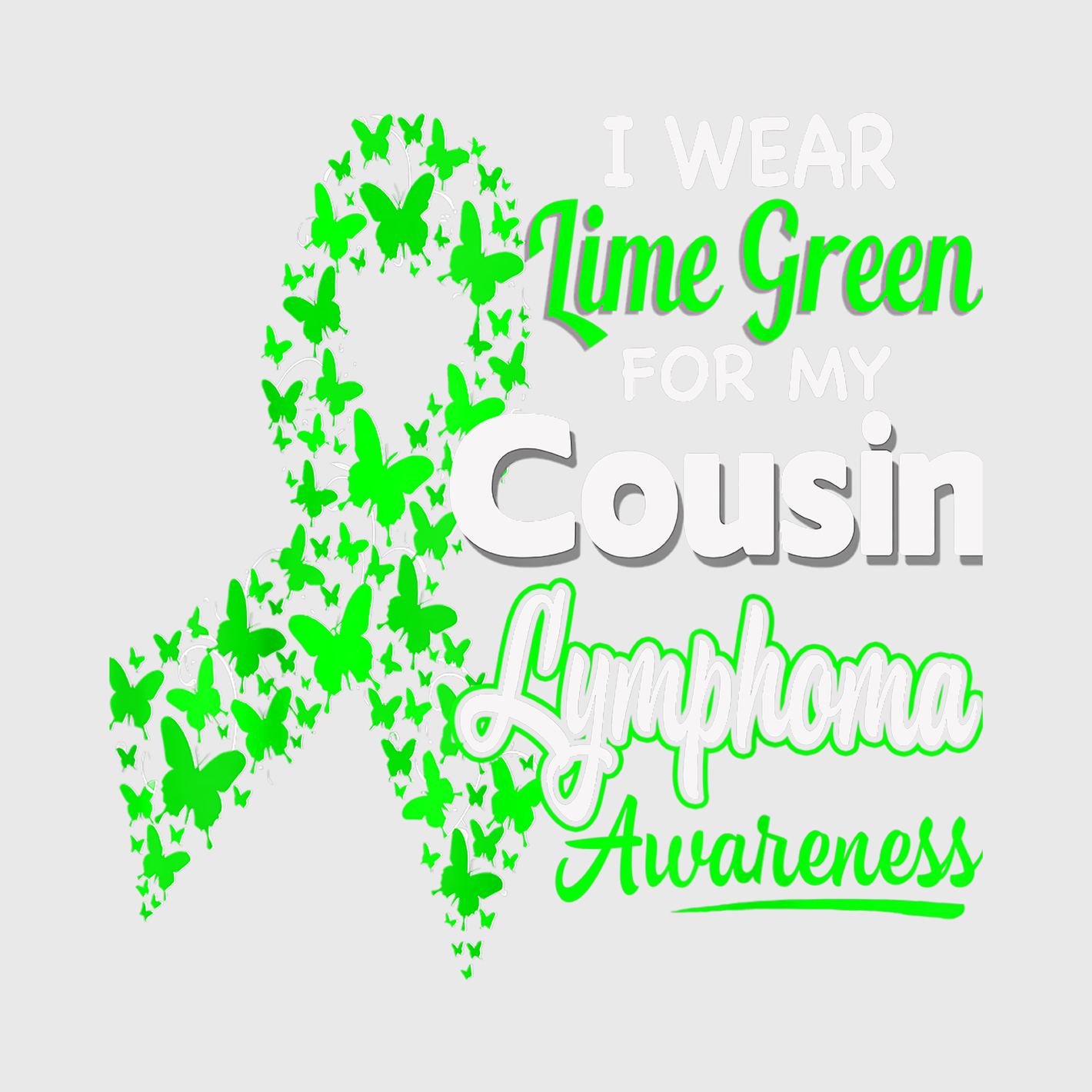 Lime Green Cousin Lymphoma Awareness Transfe