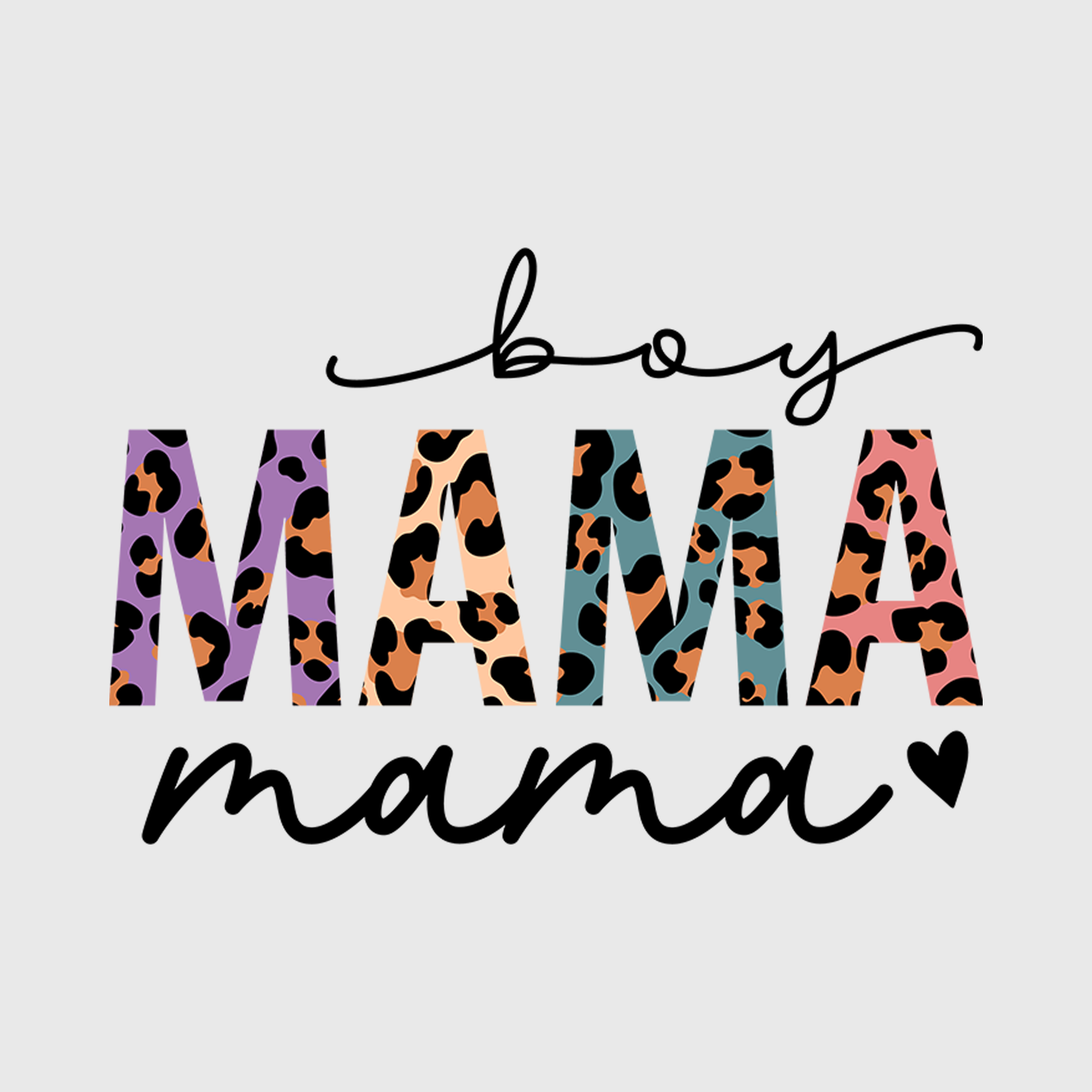 Boy Mama Leopard Print Transfer