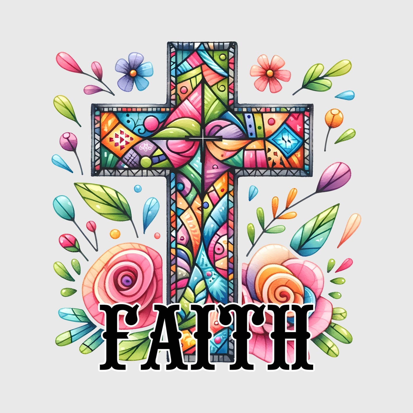 Stained Glass Faith Bloom Transfer