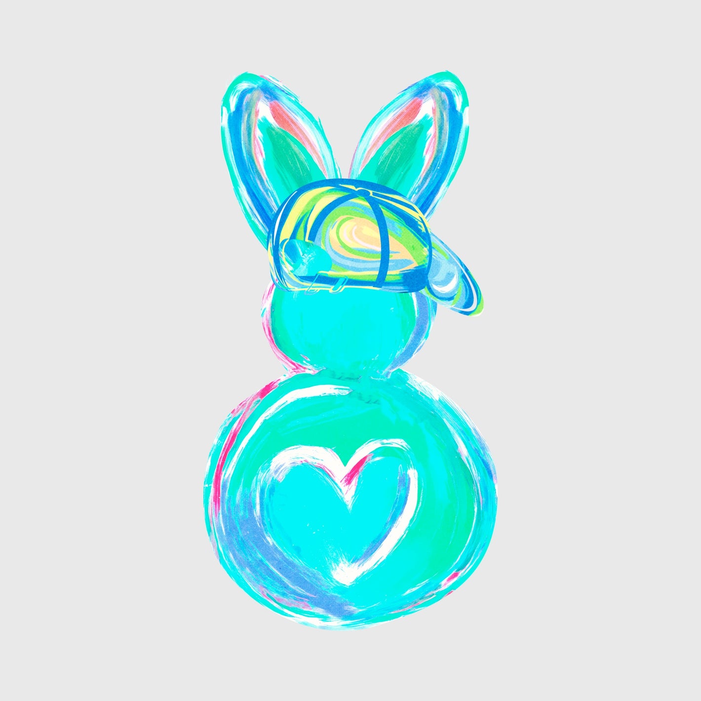 Electric Bunny Heart Splash Transfer
