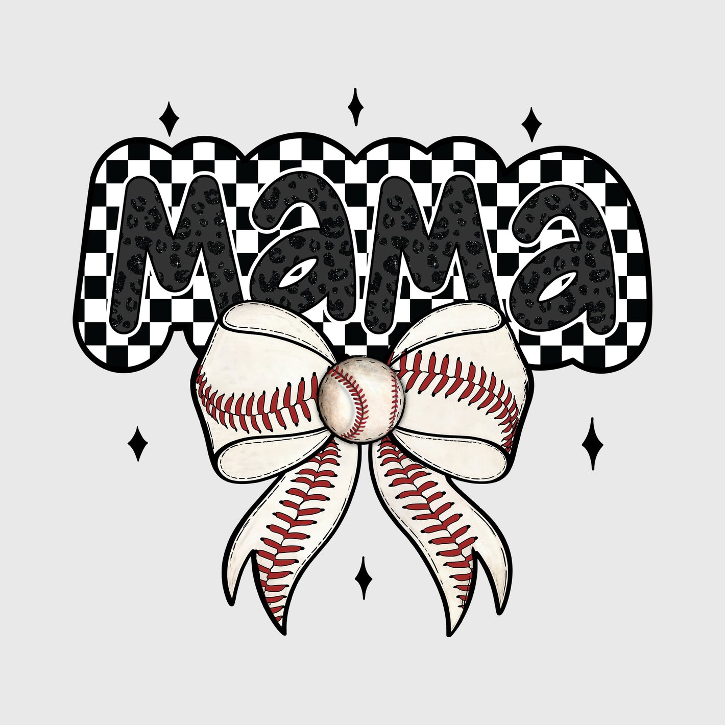 Checkered Mama Bow Transfer