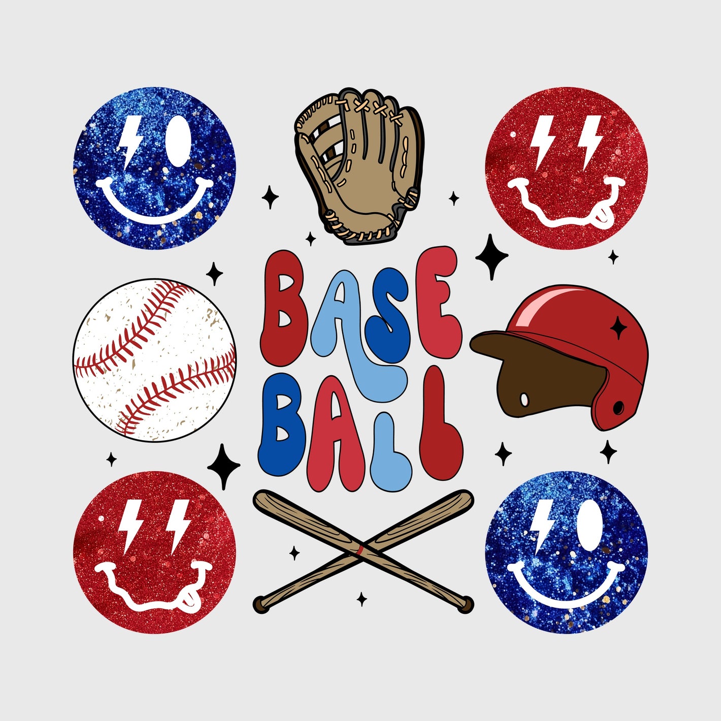 Glitter Grin Ballpark Transfer
