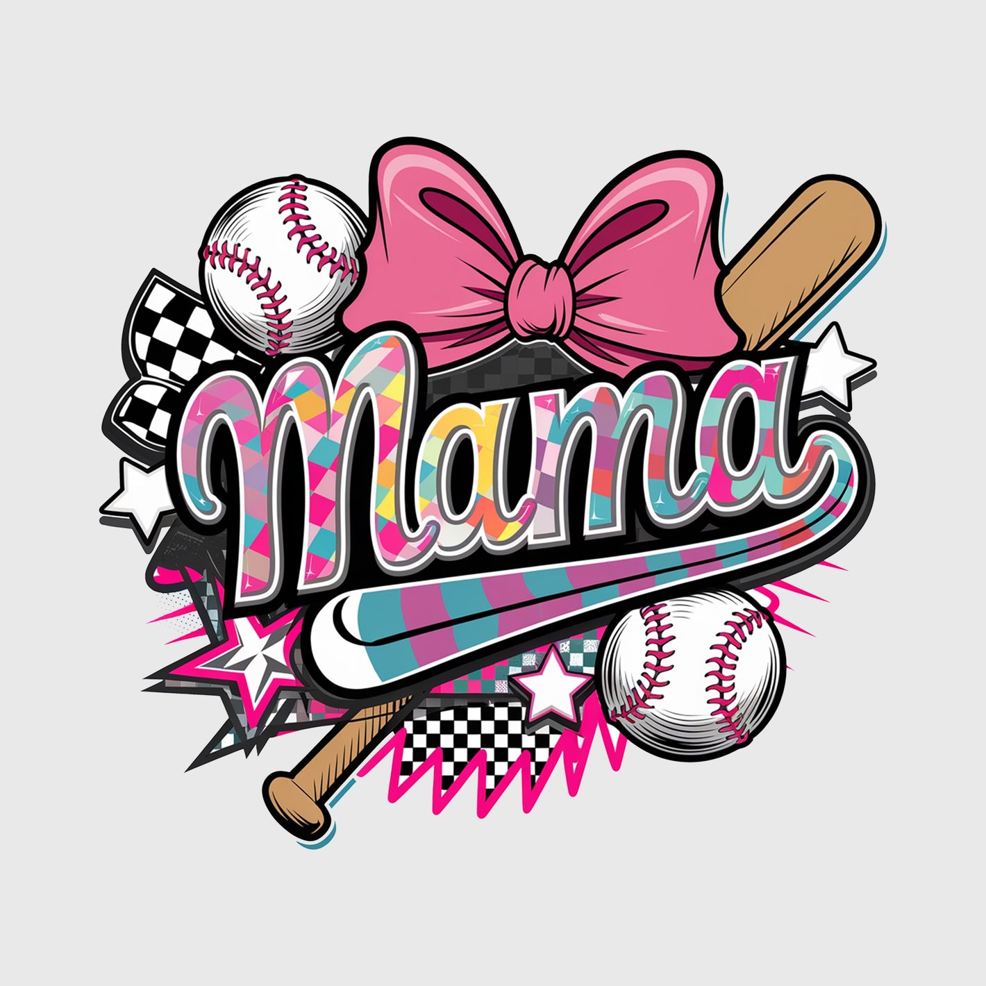 Pop Art Mama Baseball Transfer